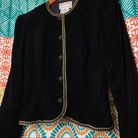 Vintage 80s Maggy London Velvet Evening Jacket - Picture 2 of 4